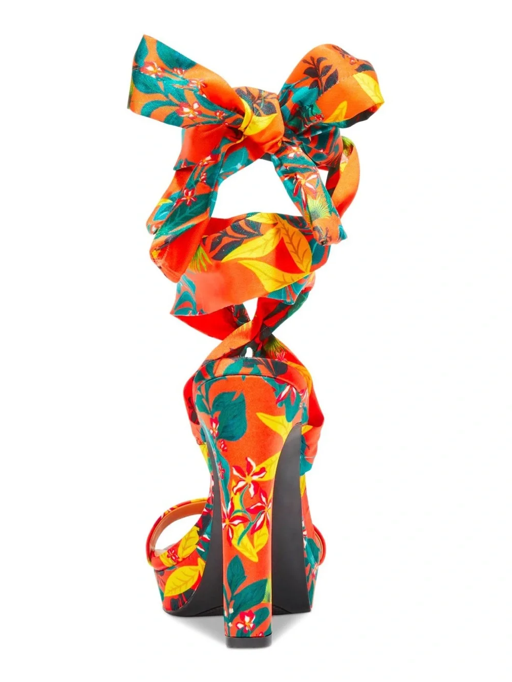 INC International Concepts Orange Floral Wrap-Around Platform Sandal